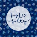 Holly Jolly. Handwritten Christmas greeting card design.