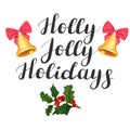 Holly Jolly Holidays. Illustration with bells and holly