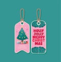 holly jolly merry christmas labels Royalty Free Stock Photo