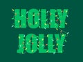 Holly Jolly. Text braided with Christmas glowing garland. Holiday lights are red, blue, yellow and green. Christmas holiday banner Royalty Free Stock Photo