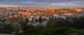 Jerusalem panorama at sunrise time. Royalty Free Stock Photo