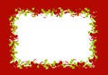 Holly Leaves Red Ribbons Border Frame