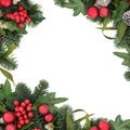 Holly and Red Bauble Border Royalty Free Stock Photo