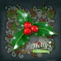 Holly traditional Christmas decoration, vector icon