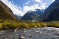 Hollyford River valley in Fjordland NP, NZ Royalty Free Stock Photo