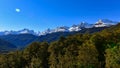 Hollyford Valley lookout offering a scenic view of snow mountains in Fiordland National Park