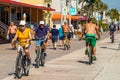 Bicycle rider at the Hollywood Beach Broadwalk in South Florida Royalty Free Stock Photo