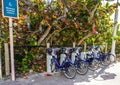 Broward BCycle station at Hollywood Beach Broadwalk in South Florida Royalty Free Stock Photo