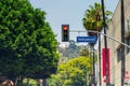 Hollywood Boulevard Street Sign and Traffic Light Royalty Free Stock Photo