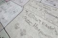 Rita Hayworth signature and handprints in Hollywood on July 29, 2011 Royalty Free Stock Photo