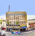 Hollywood and facade of famous cinema el Capitan by day