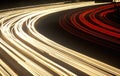 The Hollywood freeway at night in Los Angeles, CA Royalty Free Stock Photo