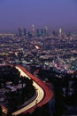 Hollywood Freeway and skyline at dusk