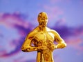 Hollywood Golden Oscar Academy award statue. Success and victory concept Royalty Free Stock Photo