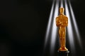 Hollywood Golden Oscar Academy award statue. Success and victory concept