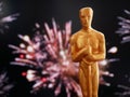 Hollywood Golden Oscar Academy award statue. Success and victory concept Royalty Free Stock Photo