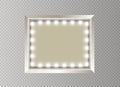 Hollywood lights. Illuminated realistic banner isolated on transparent background. Vector shine string bulbs. Las Vegas