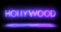 Hollywood neon moving lines text animation on black background.