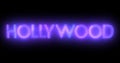 Hollywood neon moving lines text animation on black background.