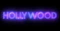 Hollywood neon moving lines text animation on black background.