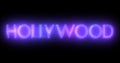 Hollywood neon moving lines text animation on black background.