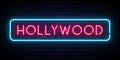 Hollywood neon sign. Bright light signboard. Royalty Free Stock Photo