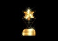 HOLLYWOOD Oscars Movie PARTY Gold STAR AWARD Statue Prize Giving Ceremony. Golden stars prize icon concept, Silhouette statue icon Royalty Free Stock Photo