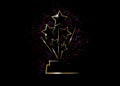 HOLLYWOOD Oscars Movie PARTY Gold STAR AWARD Statue Prize Giving Ceremony. Golden stars prize icon concept, Silhouette statue icon Royalty Free Stock Photo