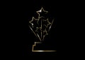 HOLLYWOOD Oscars Movie PARTY Gold STAR AWARD Statue Prize Giving Ceremony. Golden stars prize icon concept, Silhouette statue icon