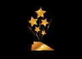 HOLLYWOOD Oscars Movie PARTY Gold STAR AWARD Statue Prize Giving Ceremony. Golden stars prize icon concept, Silhouette statue icon Royalty Free Stock Photo