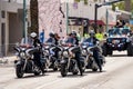 Hollywood Police on motorcycles at the St Patrick`s Day Parade