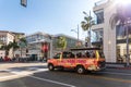 Hollywood Sightseeing Bus in Rodeo Drive, Beverly Hills in Los Angeles, California Royalty Free Stock Photo