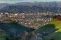 The Hollywood Sign in Los Angeles, California, as seen from distance