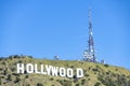 Hollywood sign near cell towers