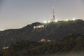 Hollywood sign view at night, Los Angeles