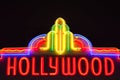 Hollywood neon sign at night Royalty Free Stock Photo