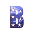 Hollywood stars style letter B, isolated design element, national patriot alphabet