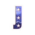 Hollywood stars style letter J, isolated design element, national patriot alphabet