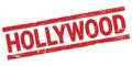 HOLLYWOOD text on red rectangle stamp sign