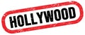 HOLLYWOOD, text written on red-black stamp sign