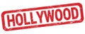 HOLLYWOOD text written on red rectangle stamp