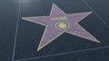 Hollywood Walk of Fame star with CHICAGO inscription. Editorial 3D rendering