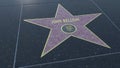 Hollywood Walk of Fame star with JOHN BELUSHI inscription. Editorial 3D rendering