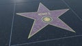 Hollywood Walk of Fame star with KENNY G inscription. Editorial 3D rendering