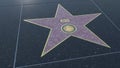 Hollywood Walk of Fame star with KISS inscription. Editorial 3D rendering