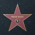 Hollywood walk of fame star. Movie celebrity boulevard oscar award, granite street stars for famous actors, success