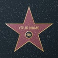 Hollywood walk of fame star. Movie celebrity boulevard oscar award, granite street stars of famous actors, success films