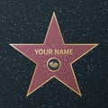 Hollywood walk of fame star. Movie celebrity boulevard oscar award, granite street stars of famous actors, success films Royalty Free Stock Photo