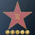 Hollywood Walk Of Fame. Vector Star Illustration. Famous Sidewalk Boulevard.