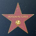 Hollywood Walk Of Fame. Vector Star Illustration. Famous Sidewalk Boulevard. Classic Film Camera Representing Motion Royalty Free Stock Photo